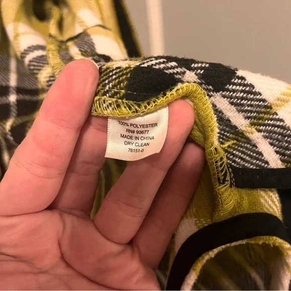 A.N.A Oversized Shacket, Chartreuse and black plaid, size large - Picture 5 of 6